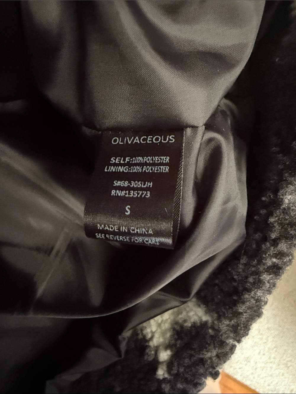 Olivaceous Black Teddy Jacket with White Star Pattern - Picture 4 of 4